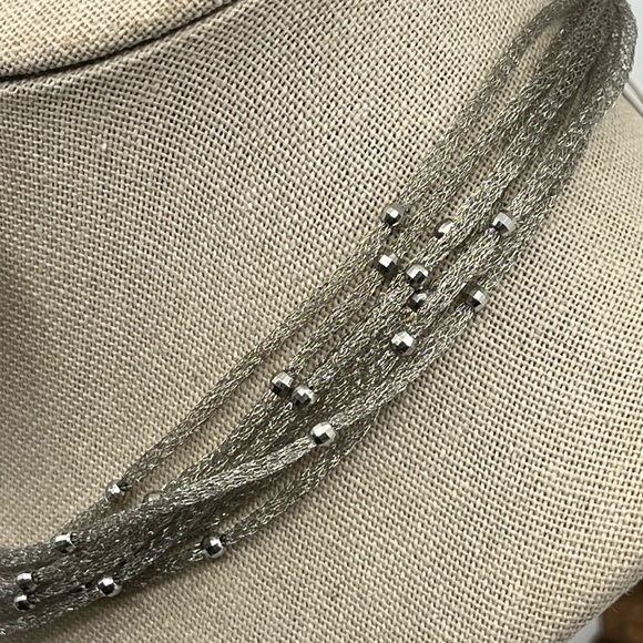 Ross Simons 925 Sterling Silver Mesh Necklace With Beaded Accents - Picture 7 of 17